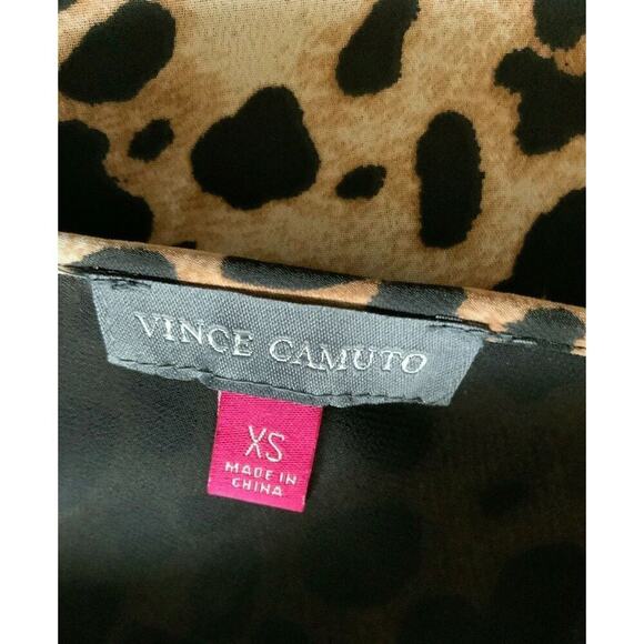 Vince Camuto Blouse Womens Size XS Leopard Print Faux Wrap Keyhole Neckline NEW - Picture 7 of 9